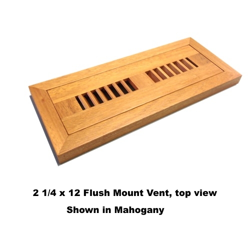 2 1/4" x 12" Flush Mount Wood Floor Vents Top View